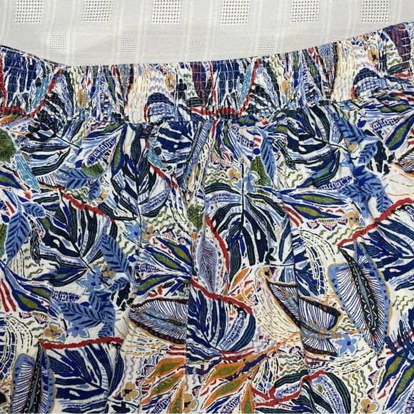 C&C California Linen Wide Leg Crop Pants Tropical Leaf Print Size L - Picture 4 of 12
